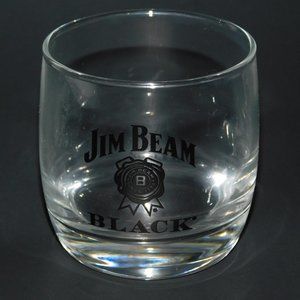 JIM BEAM BLACK 8 OZ. Glass Rocks Tumbler (LOT of 4
